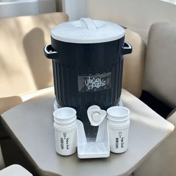 موزع مشروبات مع حامل وكاسات اسود 2لتر 