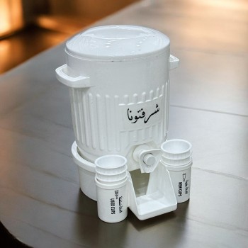 موزع مشروبات مع حامل وكاسات ابيض 2لتر 
