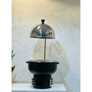 سخان بوفية صحن تقديم استيل لتسخين الطعام مزود بغطاء واستاند  بتصميم فريد6لتر