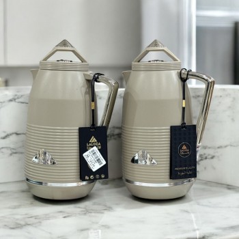 طقم ترامس من قطعتين للشاي والقهوة من لالوزا 1لتر + 1لتر لون بيج غامق 