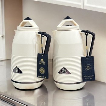 طقم ترامس من قطعتين للشاي والقهوة من لالوزا 1لتر + 1لتر لون بيج 