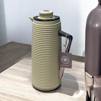 ترمس شاي بيج بمقبض اسود - 1 لتر -