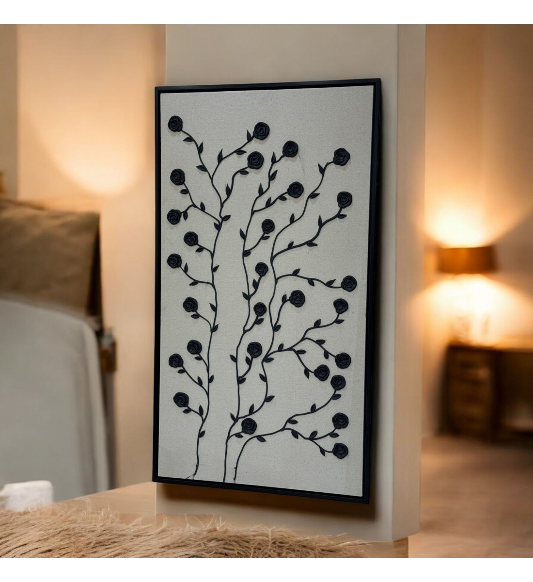 لوحه زينة حائط جبس اطار اسود (ماكس)100×180سم (المنتج تفصيل )