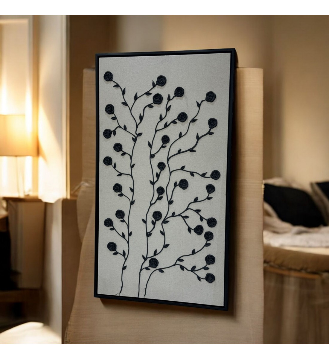 لوحه زينة حائط جبس اطار اسود (ماكس)100×180سم (المنتج تفصيل )