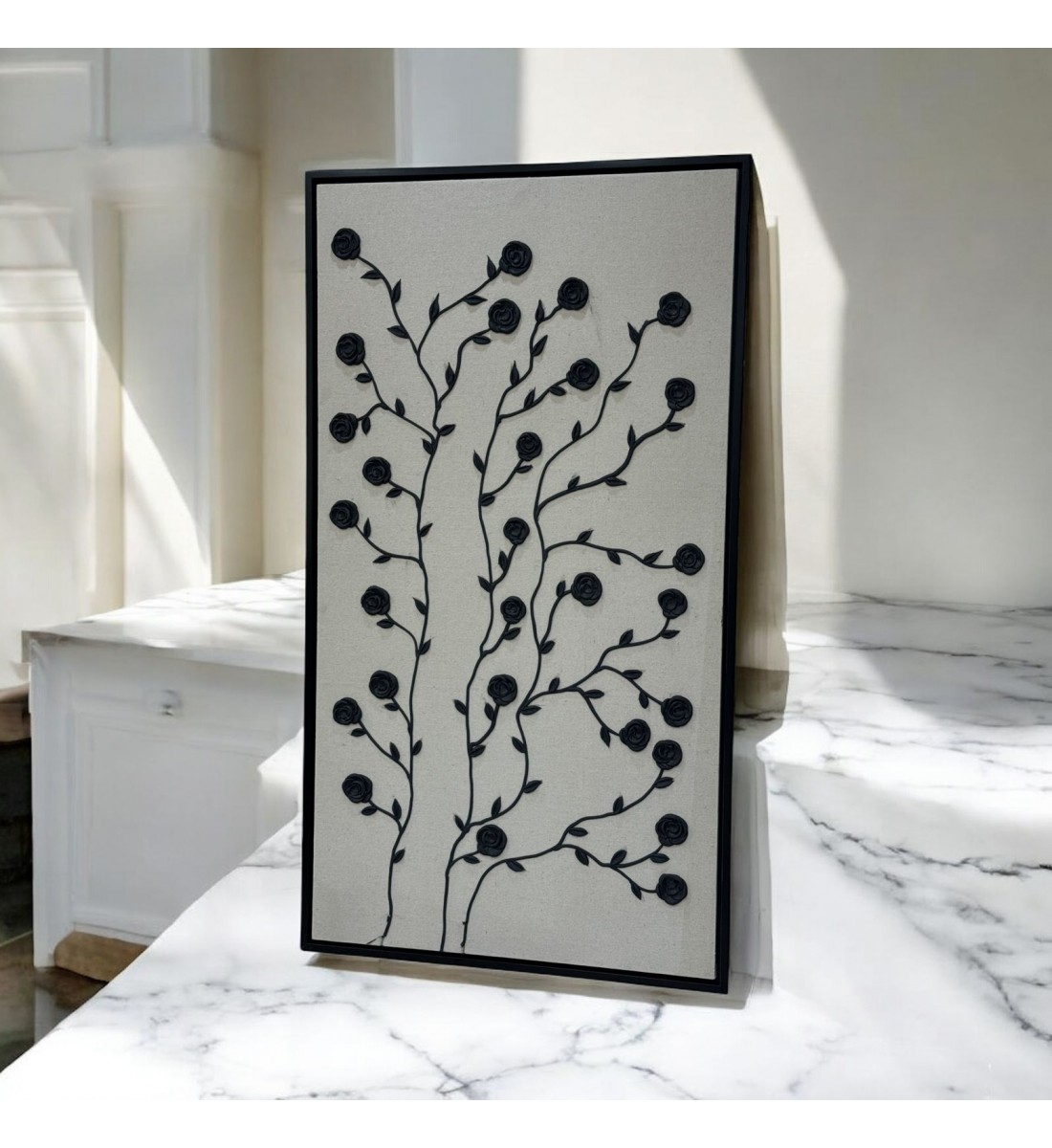 لوحه زينة حائط جبس اطار اسود (ماكس)100×180سم (المنتج تفصيل )