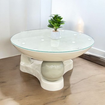 طاوله اساسيه مفرد زجاج ابيض 80×80×40سم 