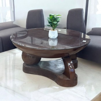 طاوله اساسيه مفرد زجاج بني 80×80×40سم 