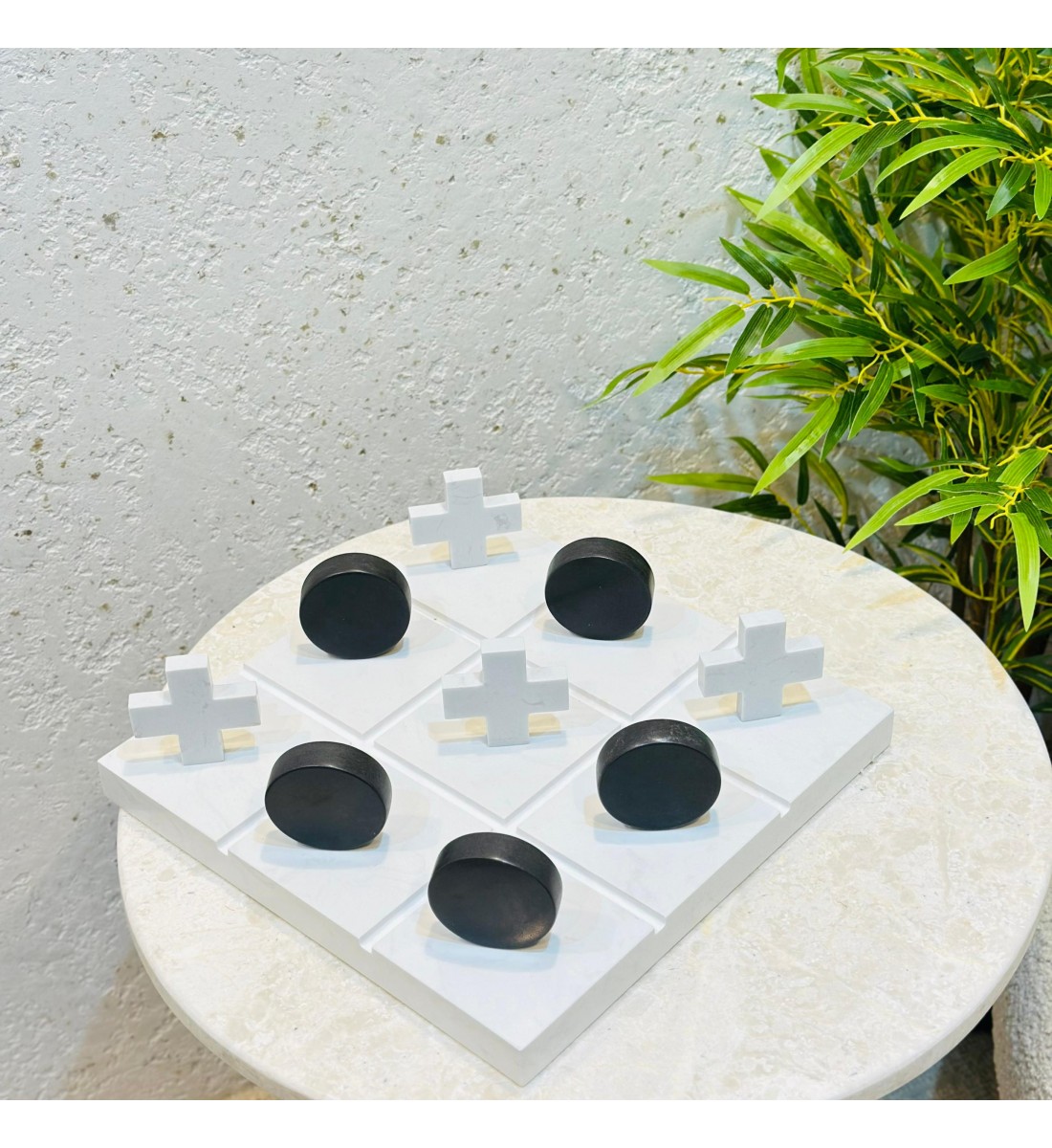 Natural Marble Decor Tic Tac Toe Game - 30x30x15cm