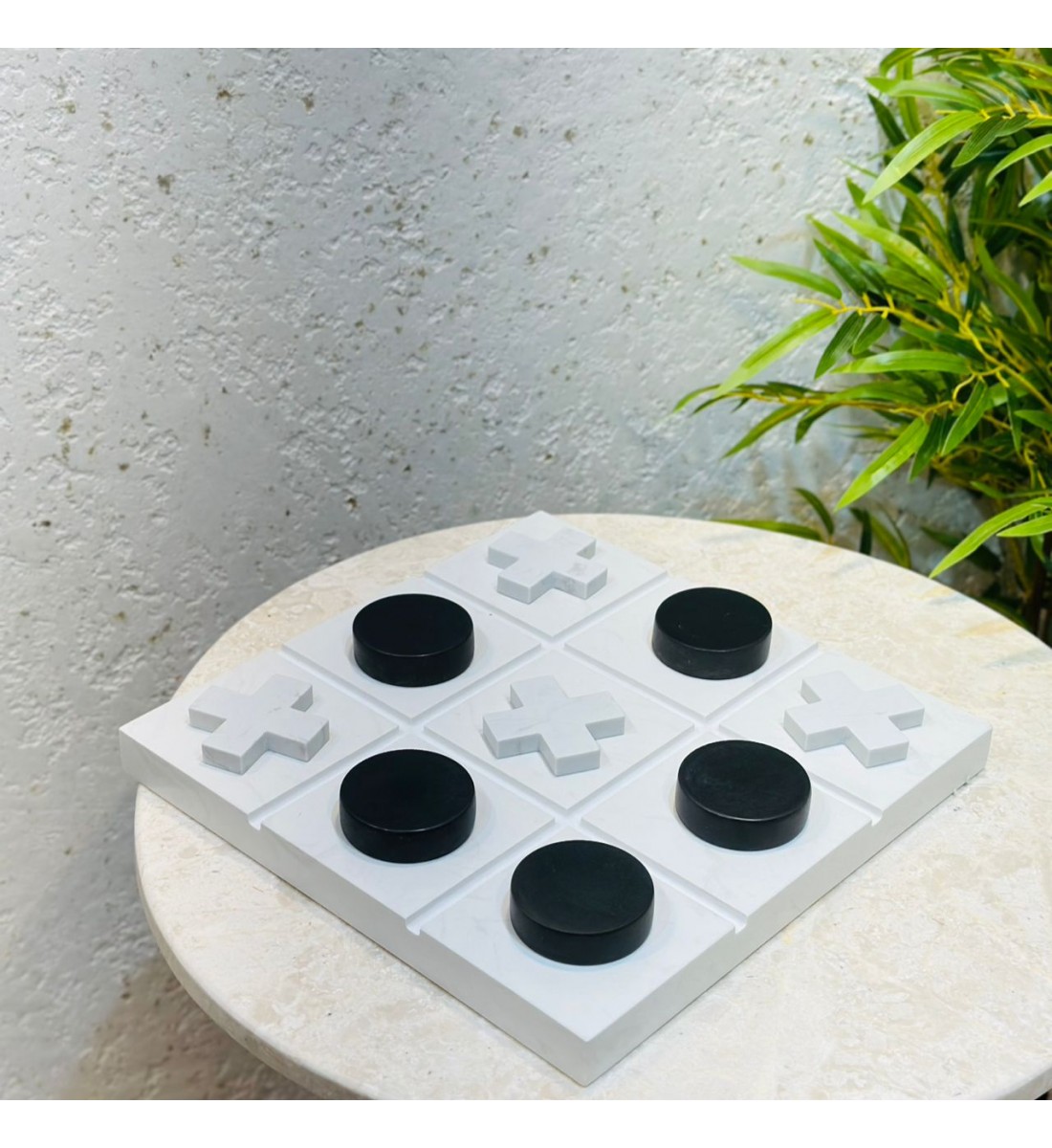 Natural Marble Decor Tic Tac Toe Game - 30x30x15cm