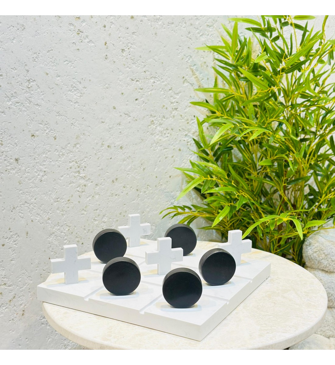 Natural Marble Decor Tic Tac Toe Game - 30x30x15cm
