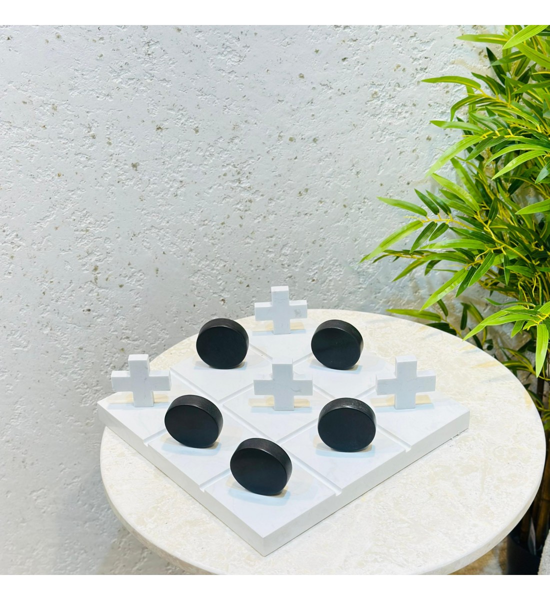Natural Marble Decor Tic Tac Toe Game - 30x30x15cm