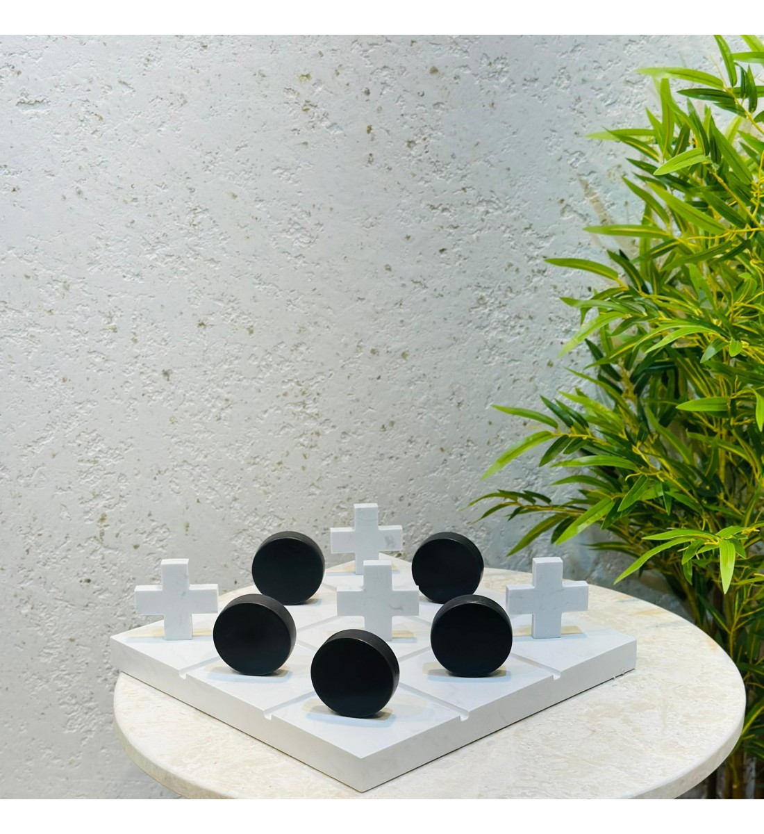 Natural Marble Decor Tic Tac Toe Game - 30x30x15cm