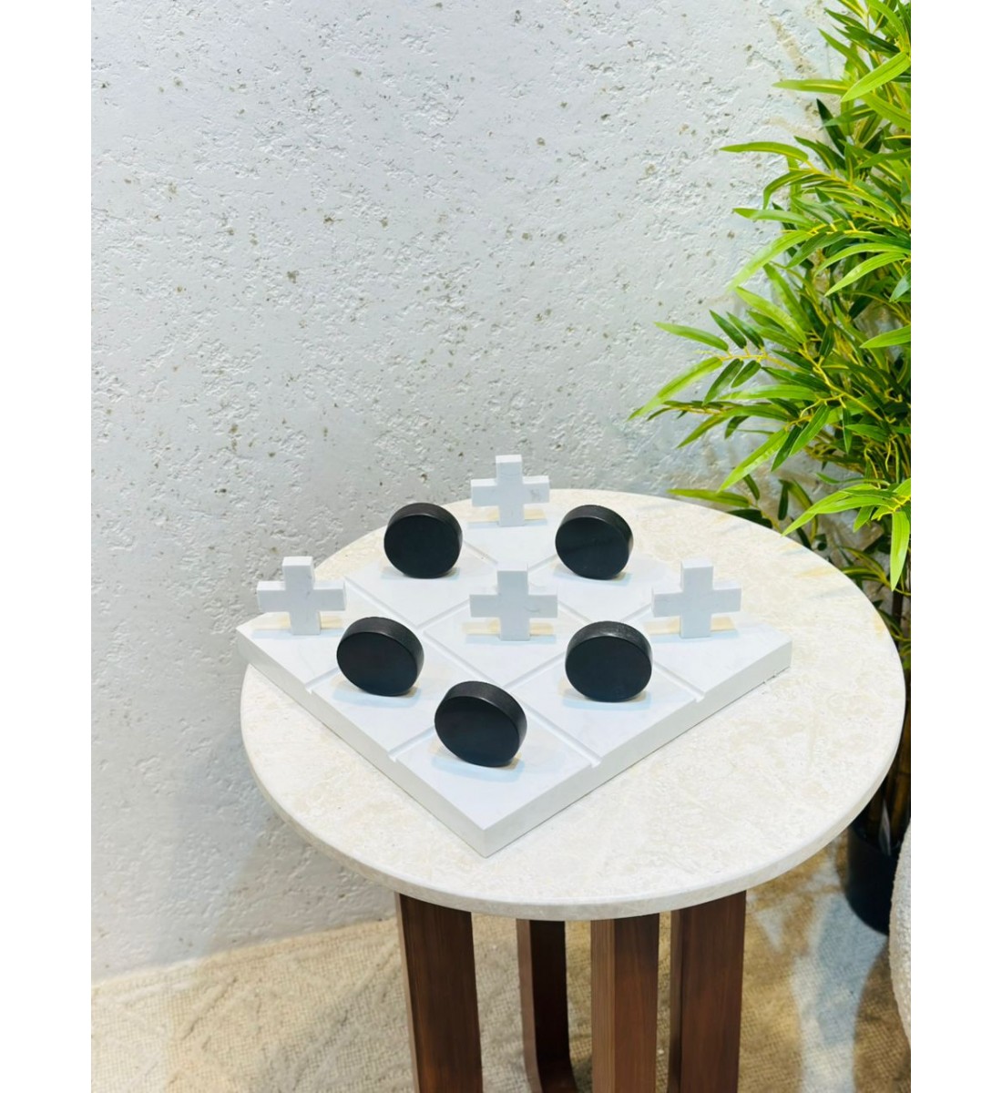 Natural Marble Decor Tic Tac Toe Game - 30x30x15cm