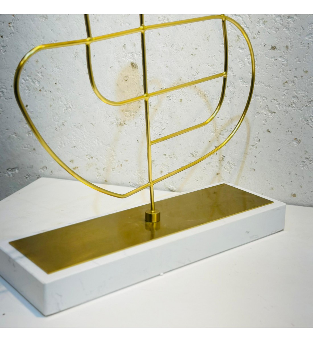 Modern design iron candle holder with marble base 45x30x10cm