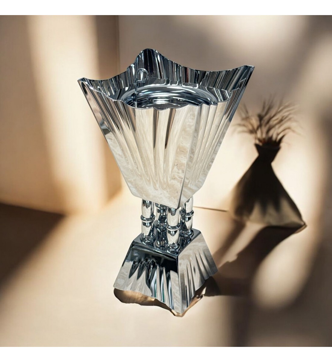 Silver steel incense burner 22x10x10cm