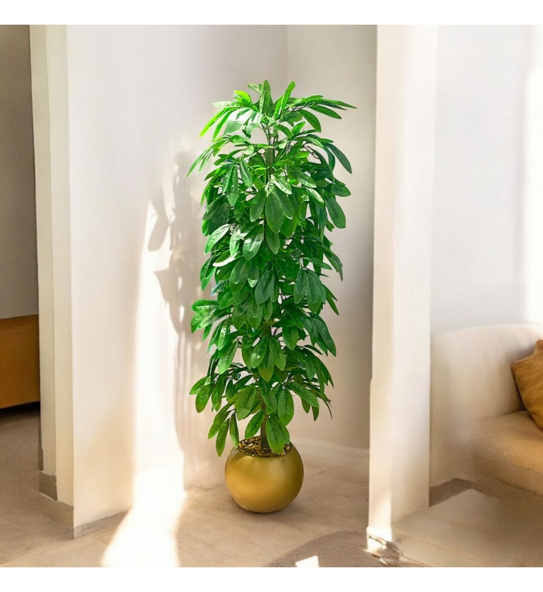 شجر زينة صناعي مع مركن ذهبي 175سم شجر زينة صناعي مع مركن ذهبي 175سم