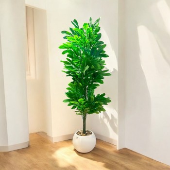 شجر زينة صناعي مع مركن ابيض 175سم 