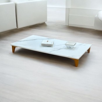 طاوله ارضي مفرد بديل الرخام  مستطيل ابيض 70×120×14سم 