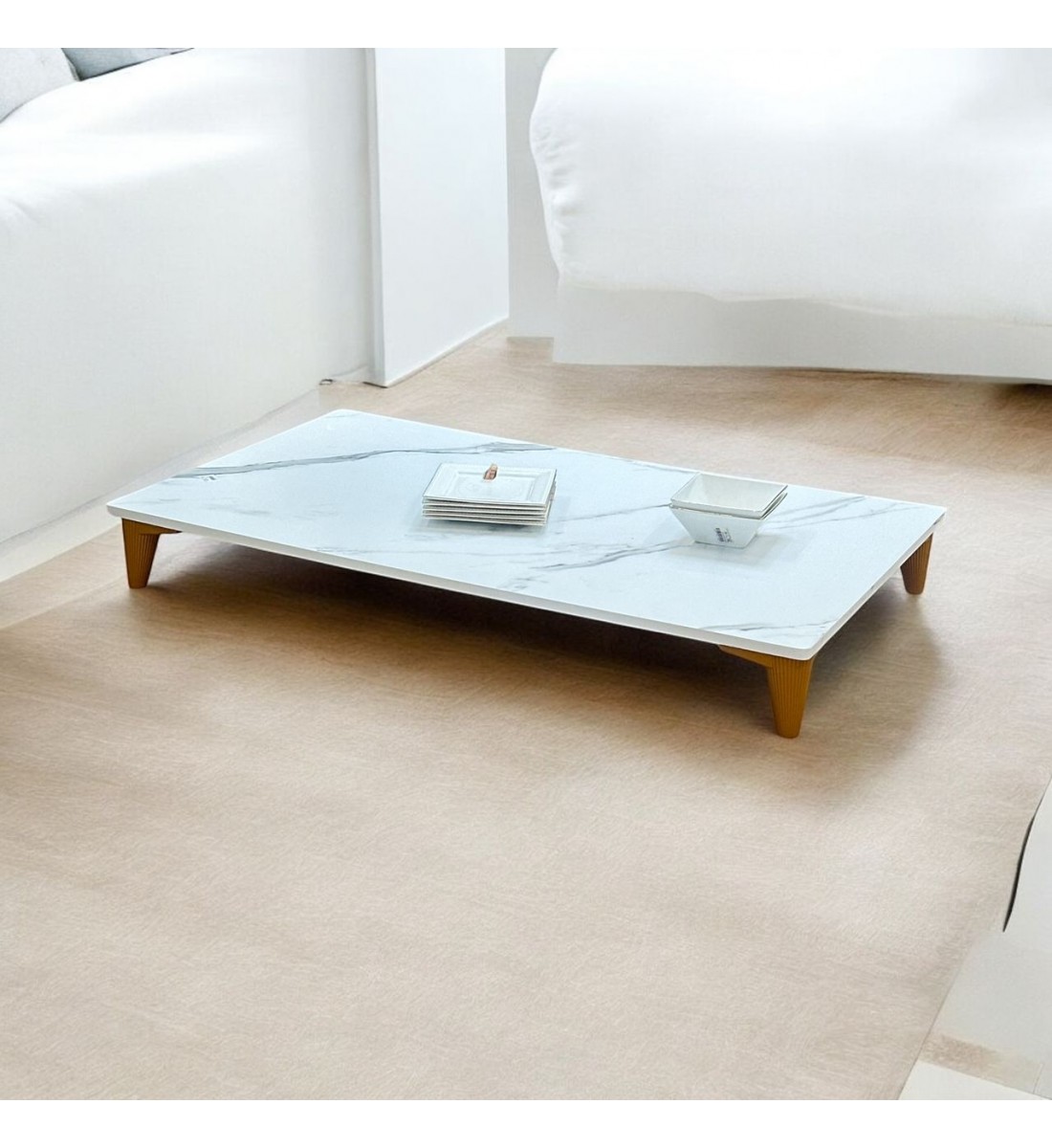 طاوله ارضي مفرد بديل الرخام مستطيل ابيض 70×120×14سم طاوله ارضي مفرد بديل الرخام مستطيل ابيض 70×120×14سم