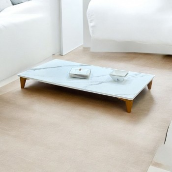 طاوله ارضي مفرد بديل الرخام  مستطيل ابيض 70×120×14سم 