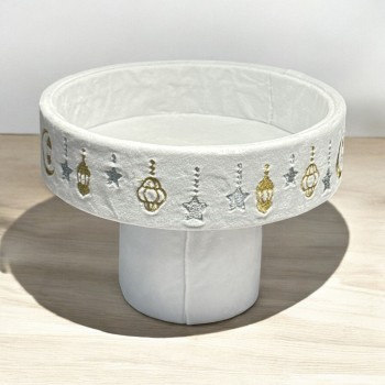 صحن تقديم بقاعدة ملبس قماش رمضاني 25×25×18سم 