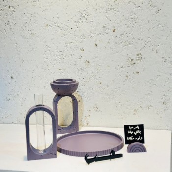 طقم مبخرة سيراميك بنفسجي6قطع