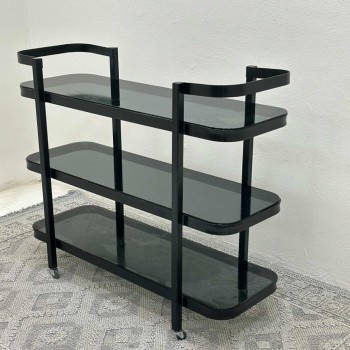 عربية تقديم 3 دور زجاج وحديد لون اسود