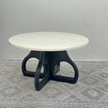 طاولة قهوة سطح  بديل الرخام ملمس ناعم قاعده خشب لون اسود