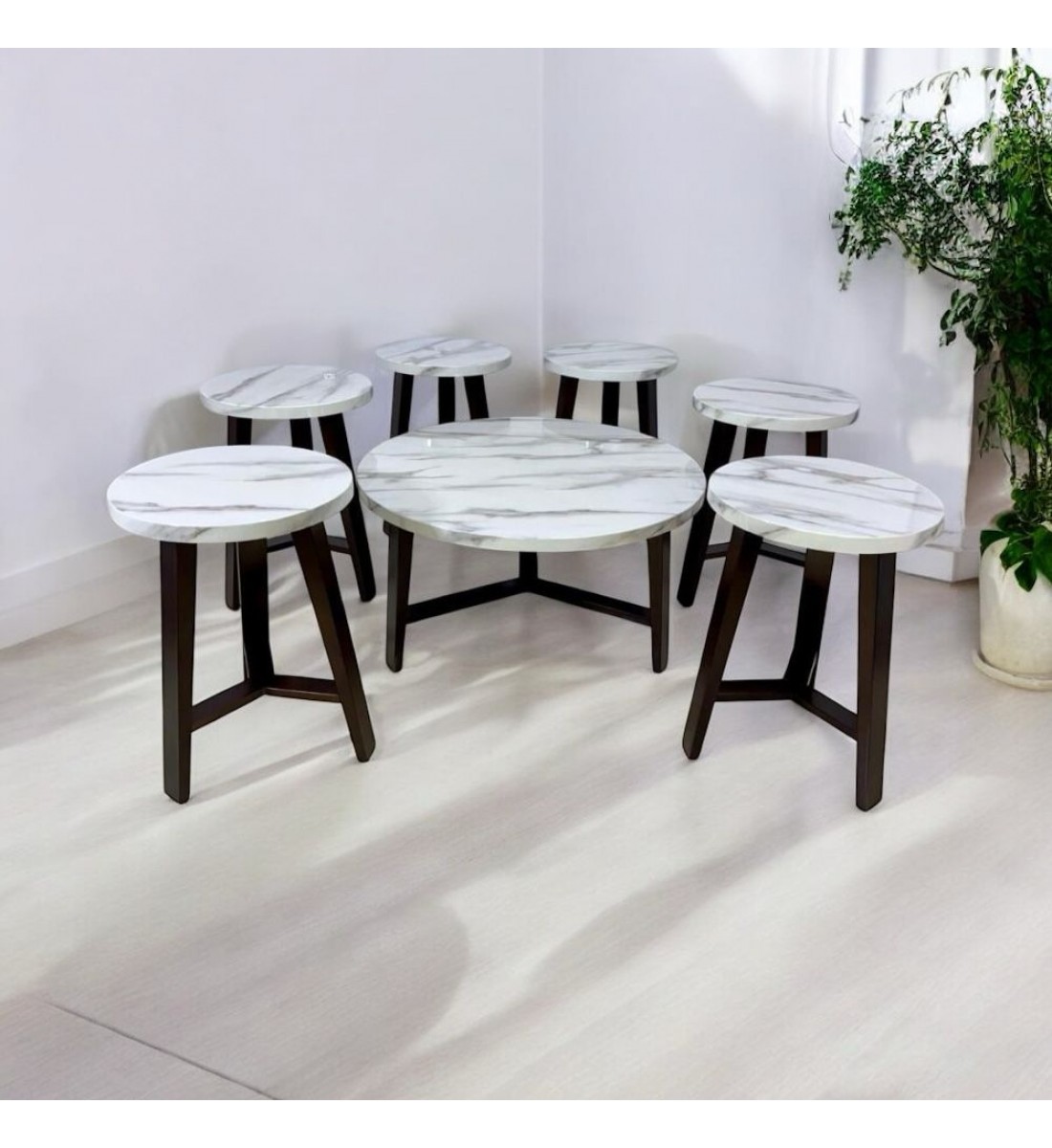Serving table set with 6 sides