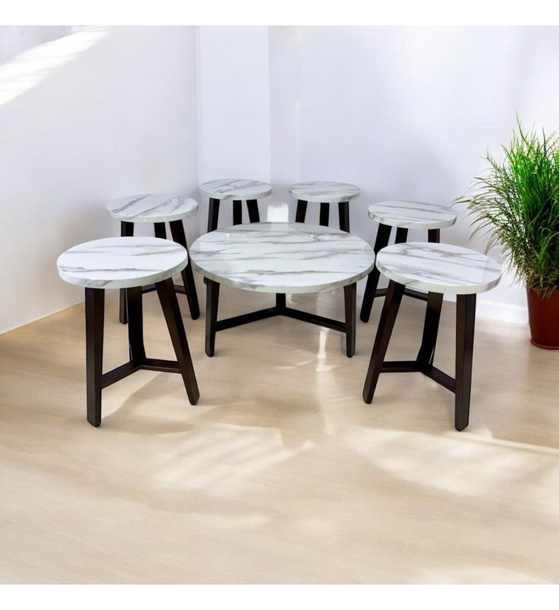 Serving table set with 6 sides