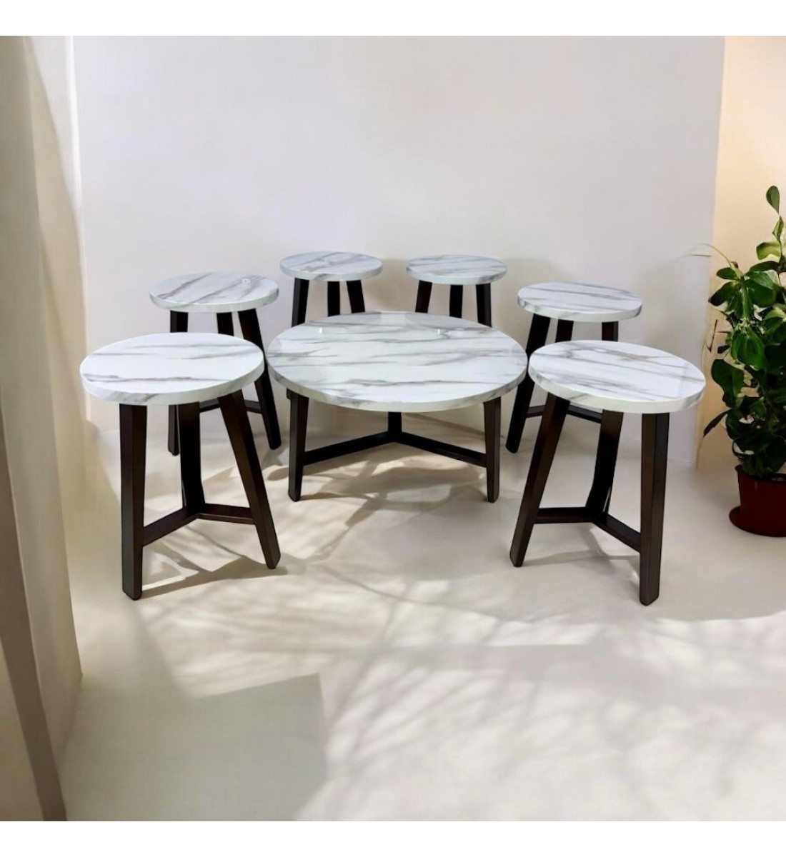 Serving table set with 6 sides