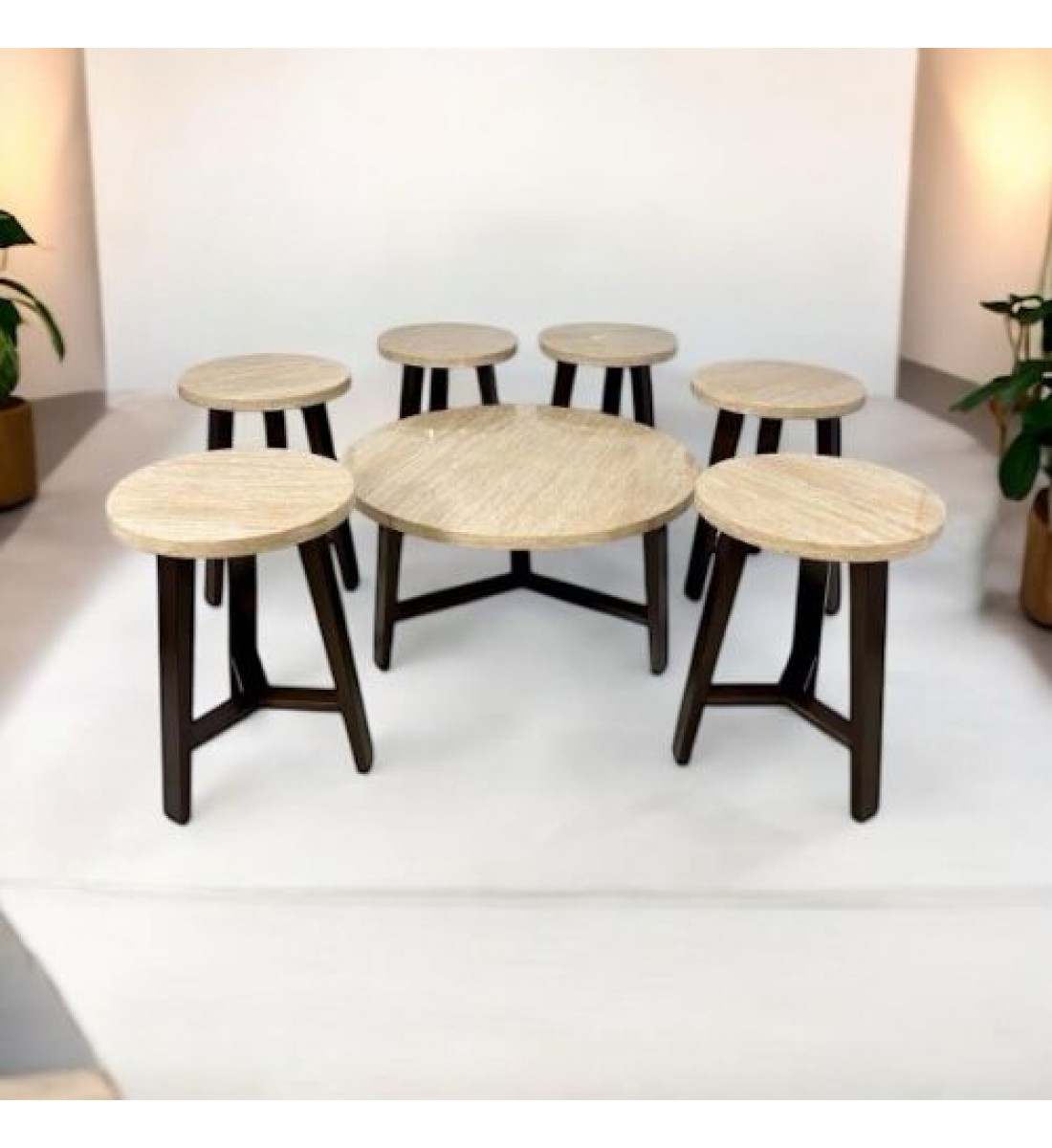 Serving table set with 6 sides