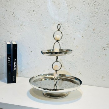 وعاء فولاذي مكون من طابقين  مع كرات من الراتينج45×25×25سم 