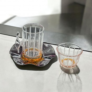 طقم كاسات وفناجين مع الصحن 18قطعه