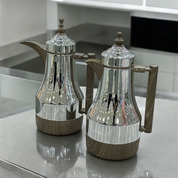 طقم ترامس فضي ممسك خشب 2قطع 