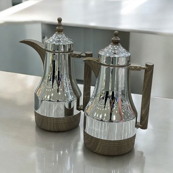 طقم ترامس فضي ممسك خشب 2قطع 