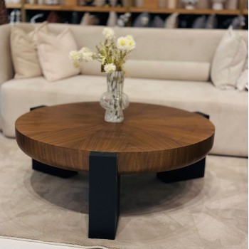 طاولة جانبية ساسينو - خشب قاعده  اسود 115×42×115سم (منتج تفصيل )