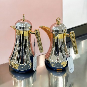طقم ترمس فضي ذهبي 2قطع 
