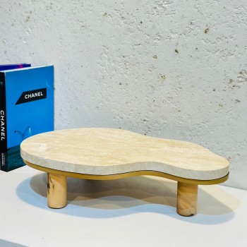 صينية تقديم  من الحجر الجيري بقاعده خشب  مقاس40×23×10سم