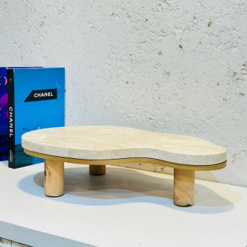 صينية تقديم  من الحجر الجيري بقاعده خشب  مقاس40×23×10سم