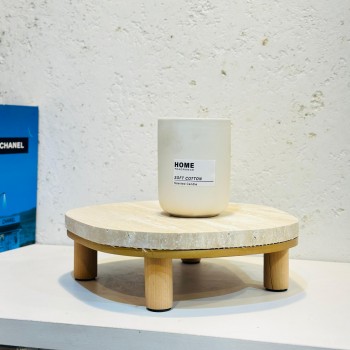 صينية تقديم  من الحجر الجيري بقاعده خشب  مقاس26×26×8سم 