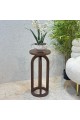 Handmade Side Table Round Wood Texture 25x25x54cm