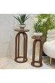 Handmade Side Table Round Wood Texture 25x25x54cm