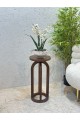 Handmade Side Table Round Wood Texture 25x25x54cm