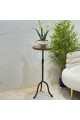 Handmade side table round wood with iron base