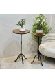 Handmade side table round wood with iron base