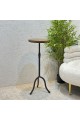 Handmade side table round wood with iron base