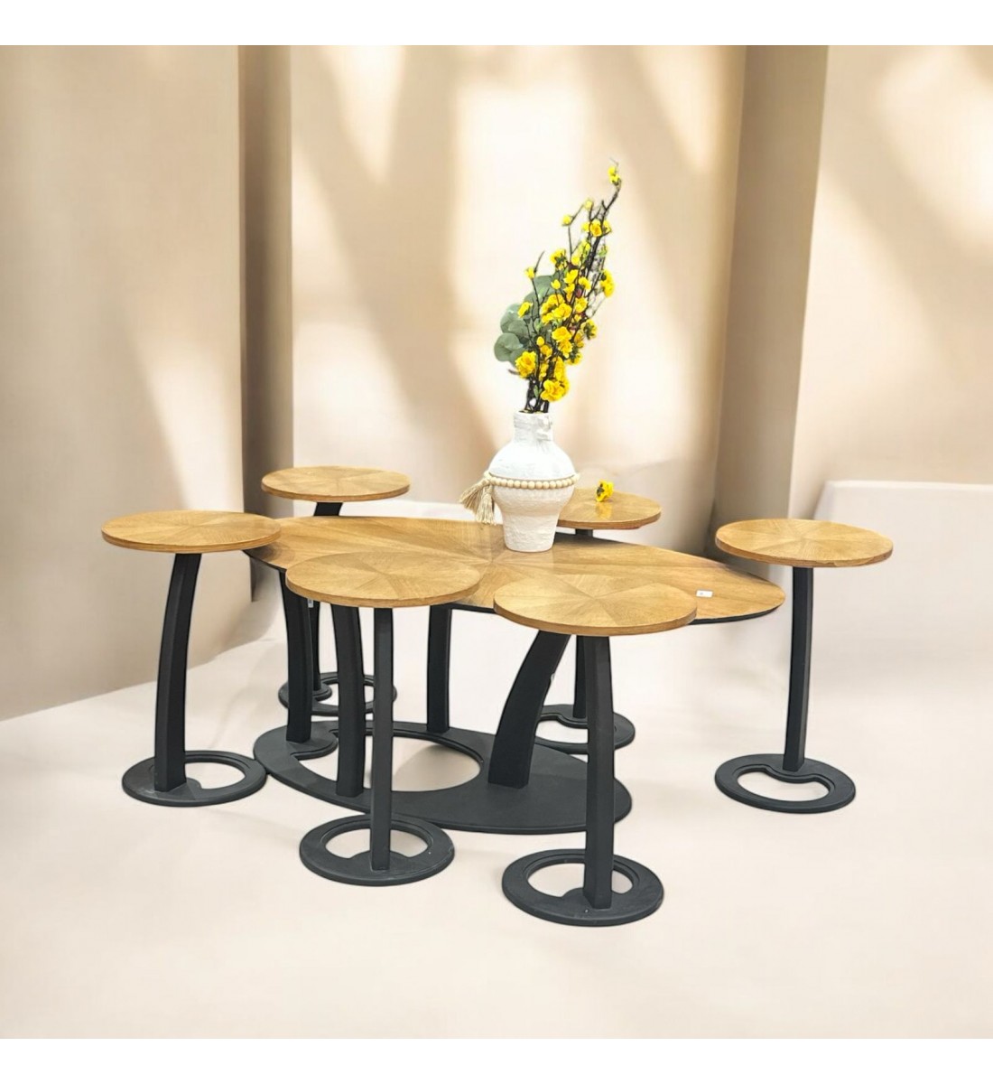 Oval Wooden Coffee Table Set