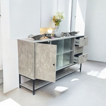 دولاب بوفيه رصاصي علي اسود  مقاس 160 سم