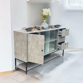 دولاب بوفيه رصاصي علي اسود  مقاس 160 سم